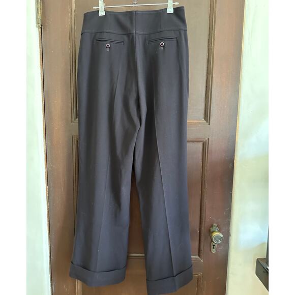 ESCADA | Y2K Vintage Wool Wide Leg Cuffed Trousers | Size 38 / US Size 8 - Picture 4 of 5